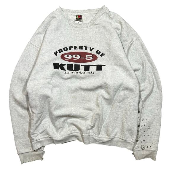 Vintage 90s KUTT 99.5 Distressed Heavyweight Sweatshirt - Picture 1 of 5